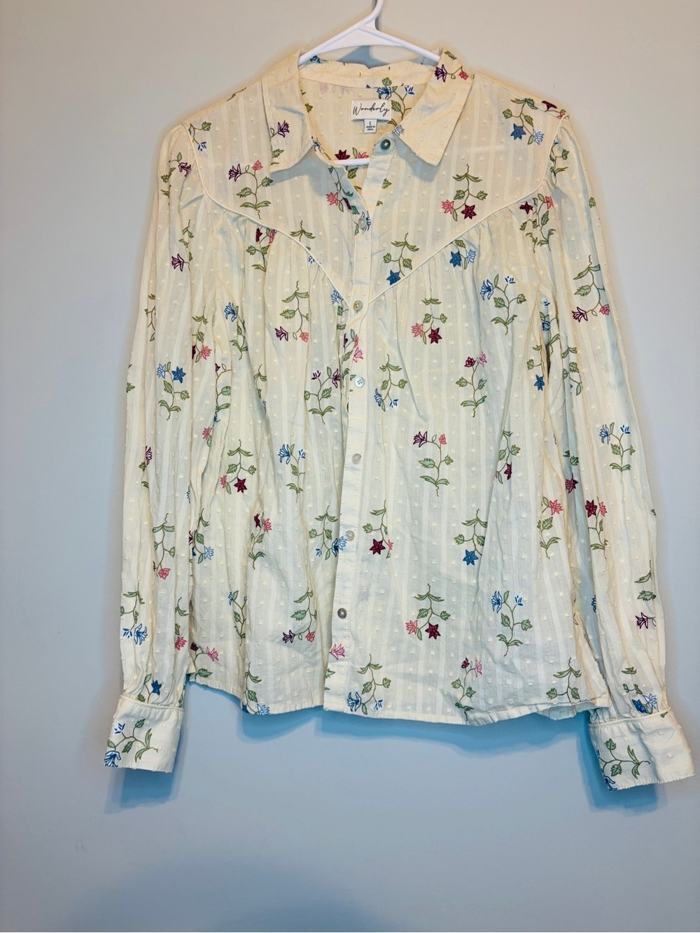 Wonderly Cream Floral Western-Style Button Down Shirt